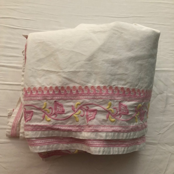 Serena & Lily Other - Serena & Lily queen bedskirt floral embroidery 100% cotton tiny flaw pink yellow